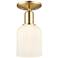Downtown Bridal Veil 5"W Bronze Semi Flush Mount w/ White Swirl Shade