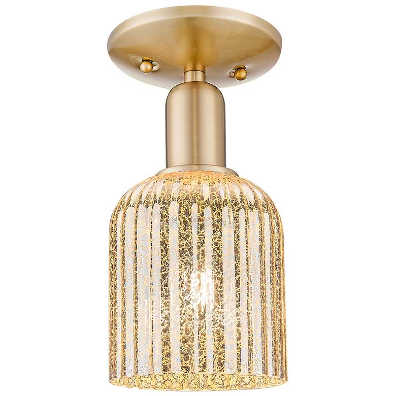 Image 1 Downtown Bridal Veil 5"W Bronze Semi-Flush w/ Mercury Swirl Shade