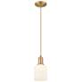 Downtown Bridal Veil 5"W Cord Brass Mini Pendant w/ White Swirl Shade
