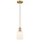 Downtown Bridal Veil 5"W Cord Brass Mini Pendant w/ White Swirl Shade