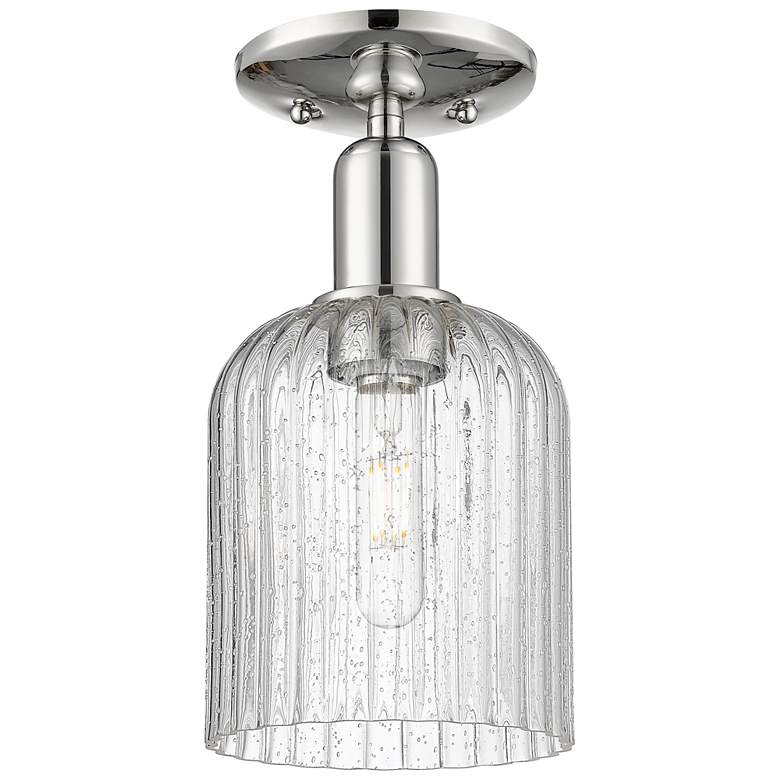 Image 1 Downtown Bridal Veil 5"W Nickel Semi Flush Mount w/ Seedy Swirl Shade