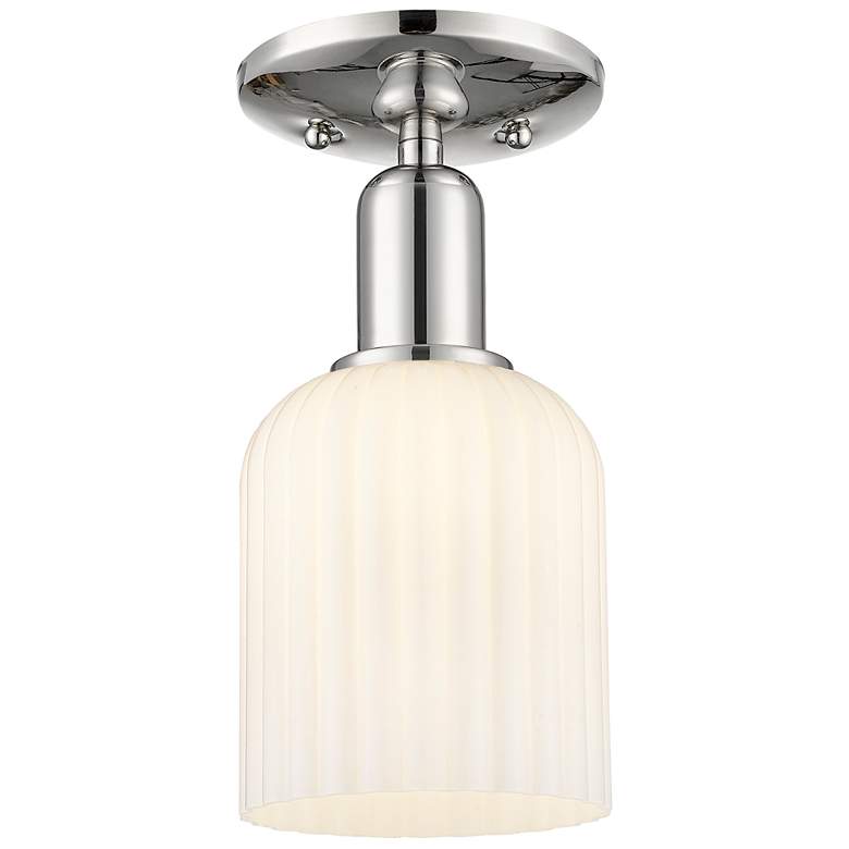 Image 1 Downtown Bridal Veil 5"W Nickel Semi Flush Mount w/ White Swirl Shade