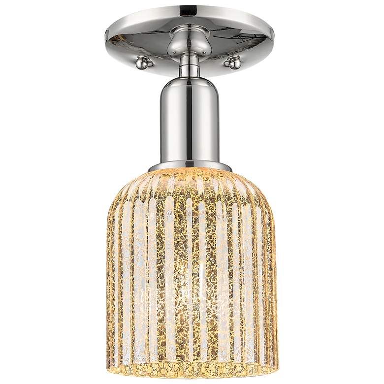 Image 1 Downtown Bridal Veil 5"W Nickel Semi-Flush w/ Mercury Swirl Shade