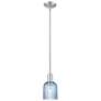 1_Downtown Bridal Veil 5"W Satin Nickel Mini Pendant w/ Blue Swirl Shade