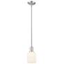 1_Downtown Bridal Veil 5"W Satin Nickel Pendant w/ White Swirl Shade
