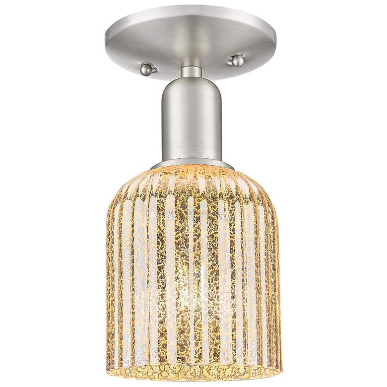 Image 1 Downtown Bridal Veil 5"W Satin Nickel Semi-Flush w/ Mercury Swirl Shade