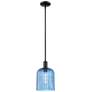 Downtown Bridal Veil 8"W Black Mini Pendant w/ Blue Deco Swirl Shade