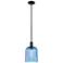 Downtown Bridal Veil 8"W Black Mini Pendant w/ Blue Deco Swirl Shade
