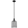 1_Downtown Bridal Veil 8"W Black Mini Pendant w/ Light Smoke Swirl Shade