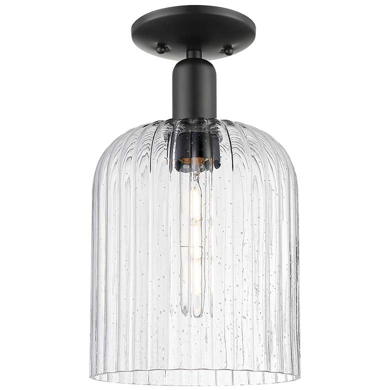 Image 1 Downtown Bridal Veil 8"W Black Semi Flush Mount w/ Seedy Swirl Shade