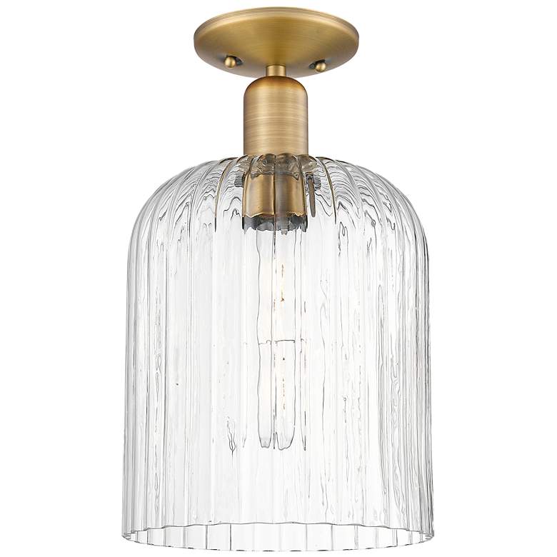 Image 1 Downtown Bridal Veil 8"W Brass Semi Flush Mount w/ Clear Swirl Shade