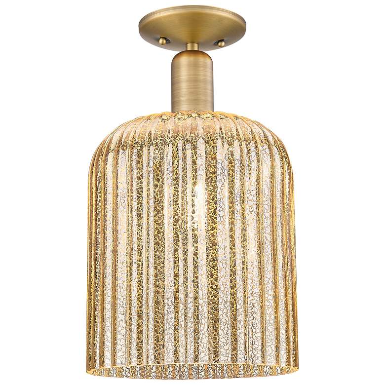 Image 1 Downtown Bridal Veil 8"W Brass Semi Flush Mount w/ Mercury Swirl Shade