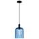 Downtown Bridal Veil 8"W Cord Black Mini Pendant w/ Blue Swirl Shade