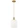 Downtown Bridal Veil 8"W Cord Brass Mini Pendant w/ White Swirl Shade