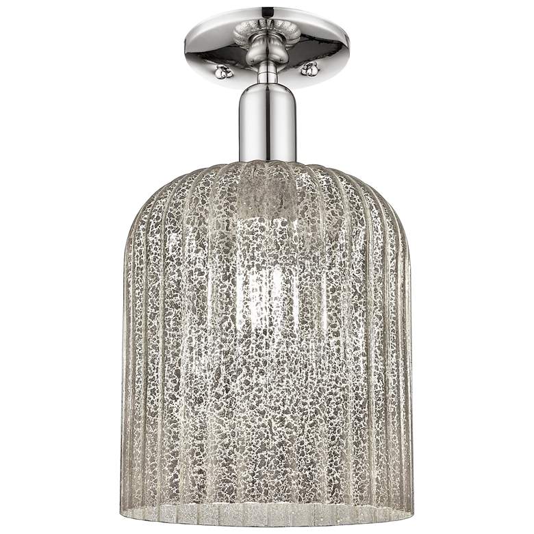 Image 1 Downtown Bridal Veil 8"W Nickel Semi-Flush w/ Mercury Swirl Shade
