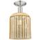Downtown Bridal Veil 8"W Satin Nickel Semi-Flush w/ Mercury Swirl Shade