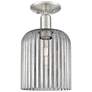 Downtown Bridal Veil 8"W Satin Nickel Semi-Flush w/ Smoke Swirl Shade