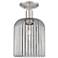Downtown Bridal Veil 8"W Satin Nickel Semi-Flush w/ Smoke Swirl Shade