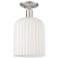 Downtown Bridal Veil 8"W Satin Nickel Semi-Flush w/ White Swirl Shade