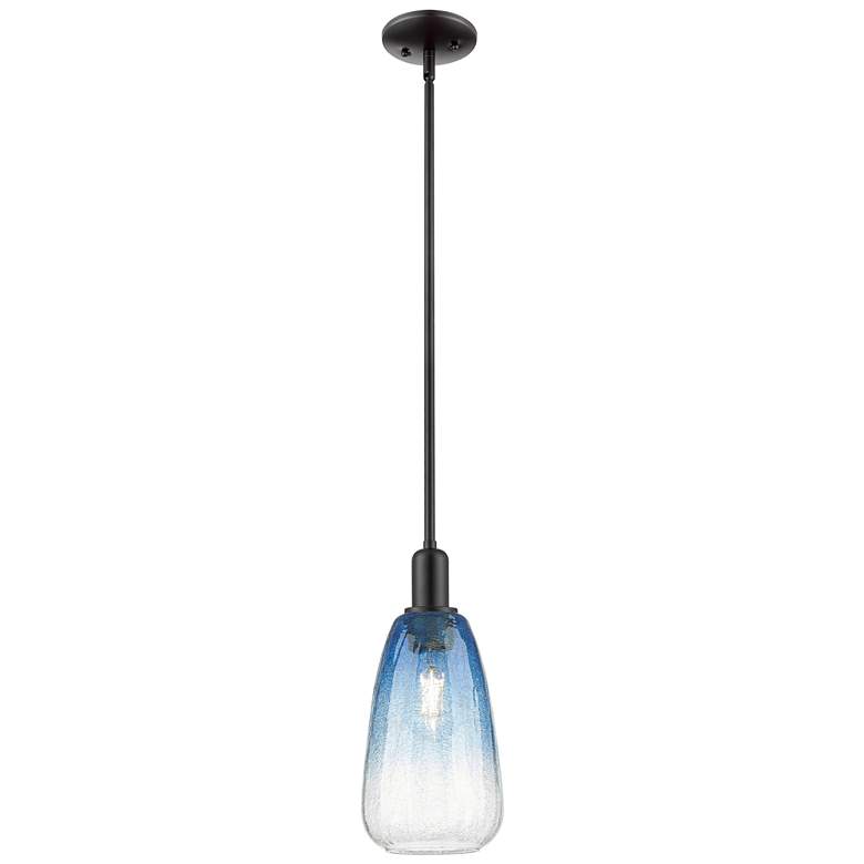Image 1 Downtown Brookhaven Almond 6"W Black Mini Pendant w/ Sapphire Shade