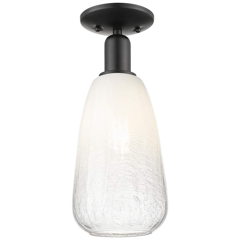 Image 1 Downtown Brookhaven Almond 6"W Black Semi Flush Mount w/ Opal Shade