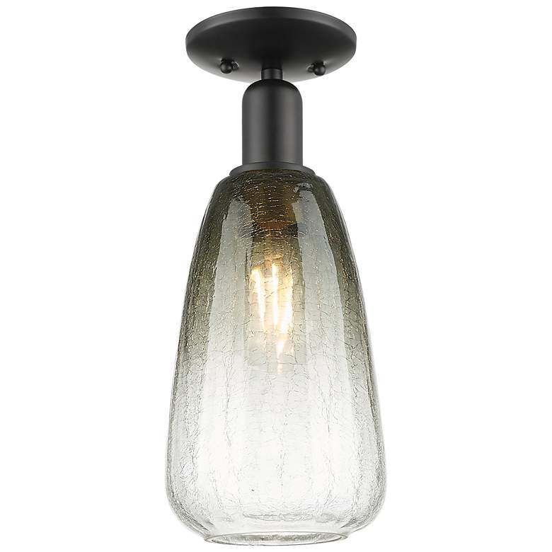 Image 1 Downtown Brookhaven Almond 6"W Black Semi Flush Mount w/ Slate Shade