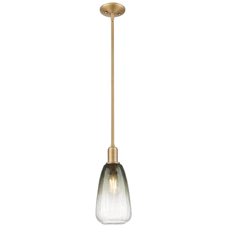 Image 1 Downtown Brookhaven Almond 6"W Brass Mini Pendant w/ Slate Shade