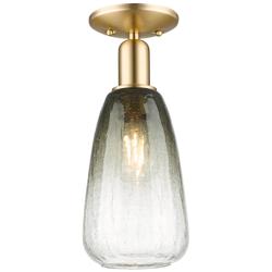 Downtown Brookhaven Almond 6"W Bronze Semi Flush Mount w/ Slate Shade