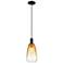 Downtown Brookhaven Almond 6"W Cord Black Mini Pendant w/ Amber Shade