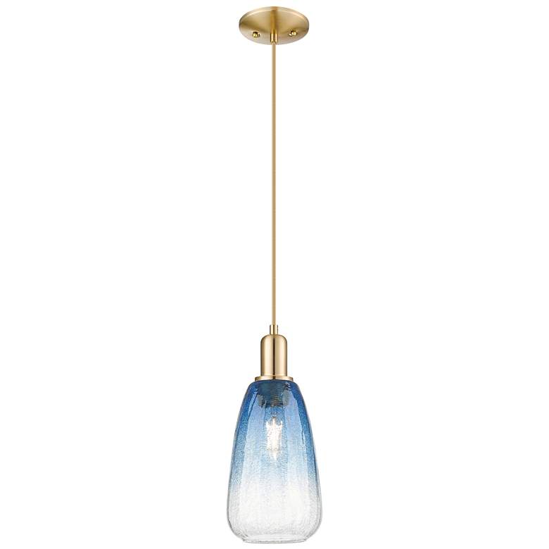 Image 1 Downtown Brookhaven Almond 6"W Cord Bronze Mini Pendant w/ Clear Shade