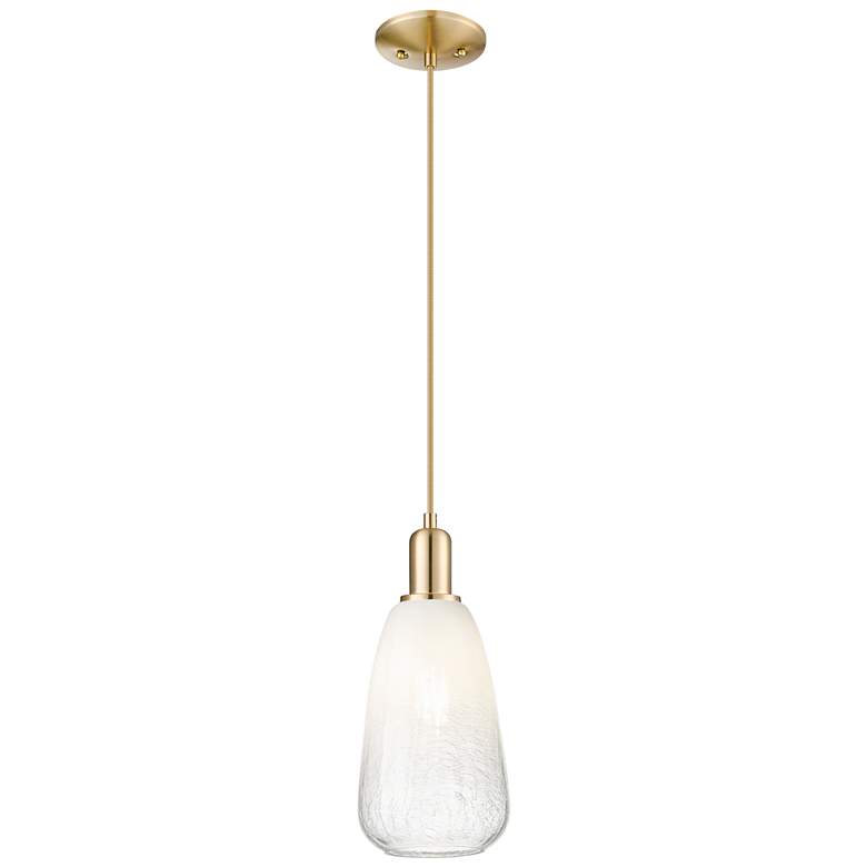 Image 1 Downtown Brookhaven Almond 6"W Cord Bronze Mini Pendant w/ Opal Shade