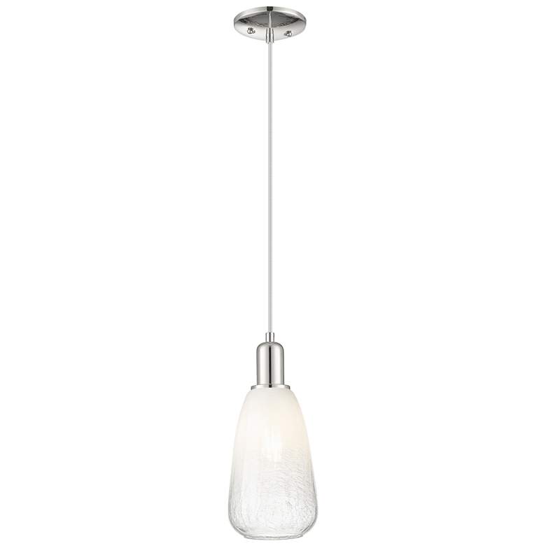 Image 1 Downtown Brookhaven Almond 6"W Cord Nickel Mini Pendant w/ Opal Shade