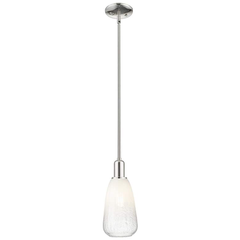 Image 1 Downtown Brookhaven Almond 6"W Nickel Mini Pendant w/ Opal Shade