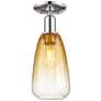 Downtown Brookhaven Almond 6"W Nickel Semi Flush Mount w/ Amber Shade