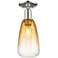 Downtown Brookhaven Almond 6"W Nickel Semi Flush Mount w/ Amber Shade