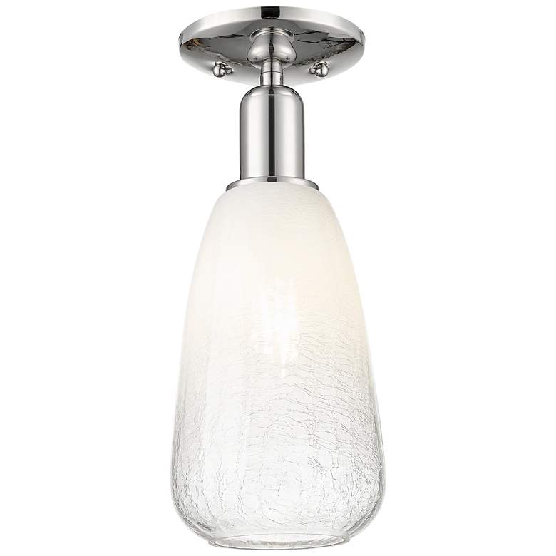 Image 1 Downtown Brookhaven Almond 6"W Nickel Semi Flush Mount w/ Opal Shade