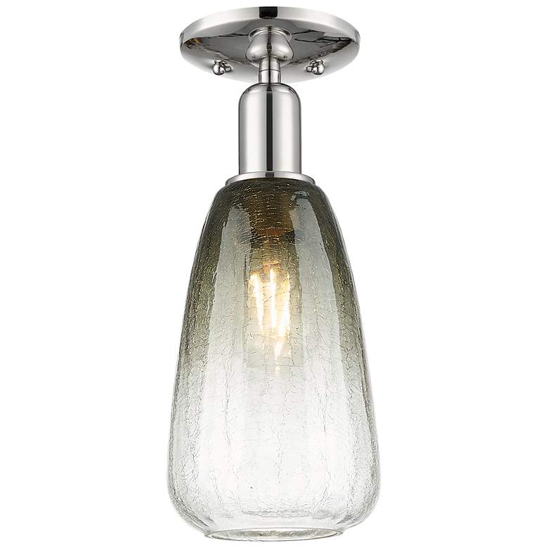 Image 1 Downtown Brookhaven Almond 6"W Nickel Semi Flush Mount w/ Slate Shade