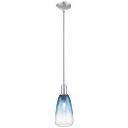 Downtown Brookhaven Almond 6"W Satin Nickel Pendant w/ Sapphire Shade