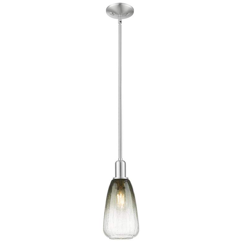 Image 1 Downtown Brookhaven Almond 6"W Satin Nickel Pendant w/ Slate Shade