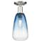 Downtown Brookhaven Almond 6"W Satin Nickel Semi-Flush w/ Sapphire Shade