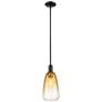 1_Downtown Brookhaven Almond 6"W Stem Black Mini Pendant w/ Amber Shade