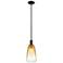 Downtown Brookhaven Almond 6"W Stem Black Mini Pendant w/ Amber Shade
