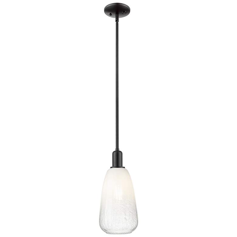 Image 1 Downtown Brookhaven Almond 6"W Stem Black Mini Pendant w/ Opal Shade
