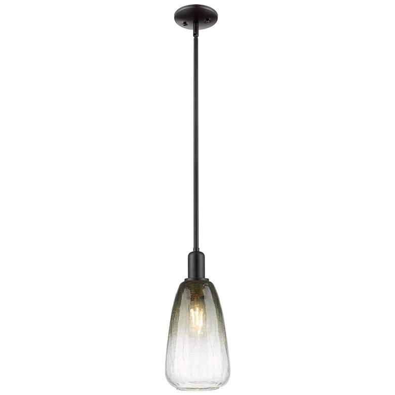 Image 1 Downtown Brookhaven Almond 6"W Stem Black Mini Pendant w/ Slate Shade