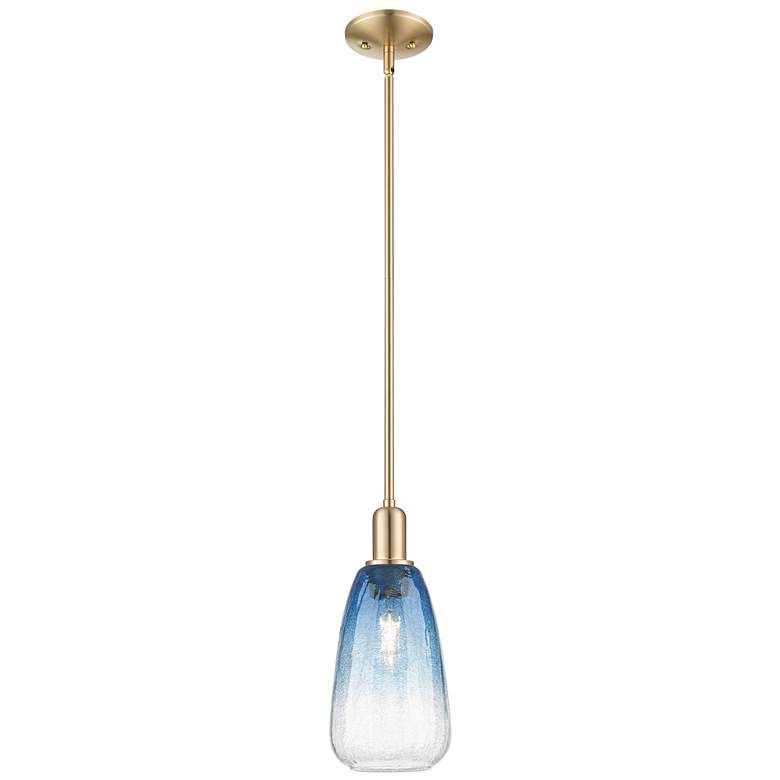 Image 1 Downtown Brookhaven Almond 6"W Stem Bronze Mini Pendant w/ Clear Shade