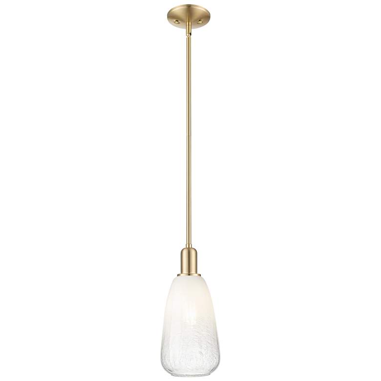 Image 1 Downtown Brookhaven Almond 6"W Stem Bronze Mini Pendant w/ Opal Shade