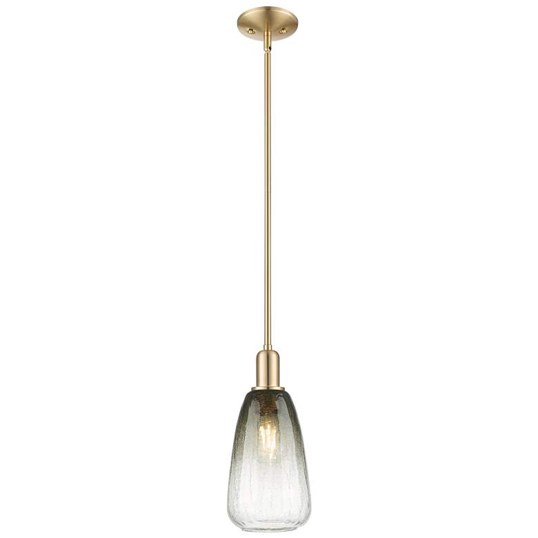 Image 1 Downtown Brookhaven Almond 6"W Stem Bronze Mini Pendant w/ Slate Shade