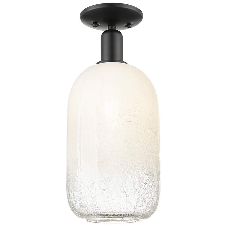 Image 1 Downtown Brookhaven Cloche 7"W Black Semi Flush Mount w/ Opal Shade