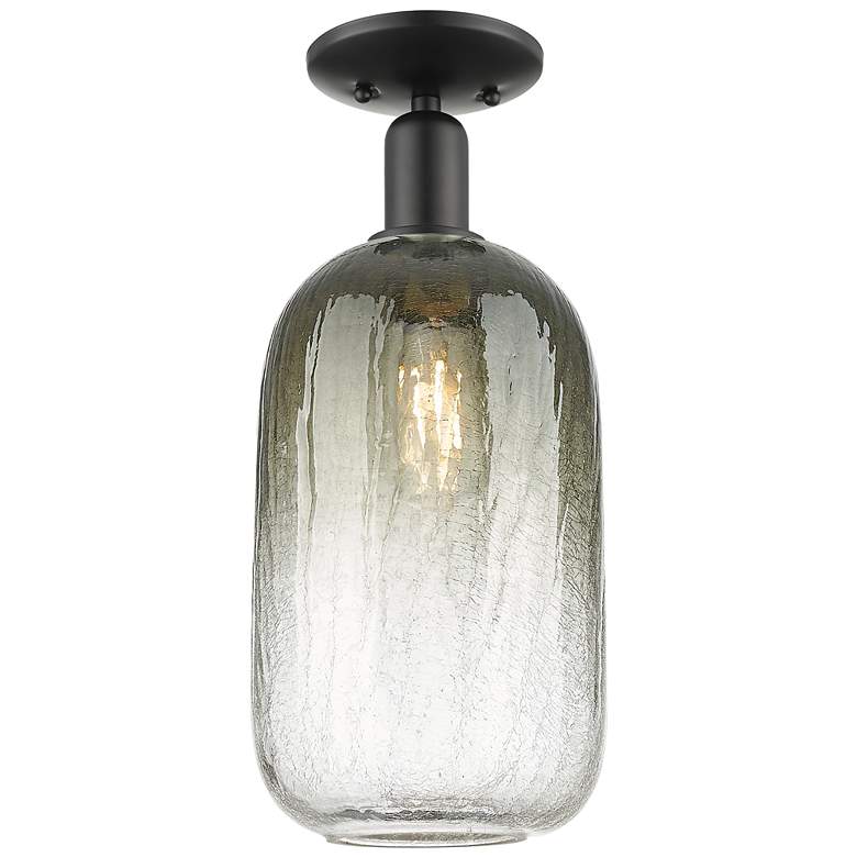 Image 1 Downtown Brookhaven Cloche 7"W Black Semi Flush Mount w/ Slate Shade