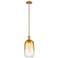 Downtown Brookhaven Cloche 7"W Brass Mini Pendant w/ Amber Shade